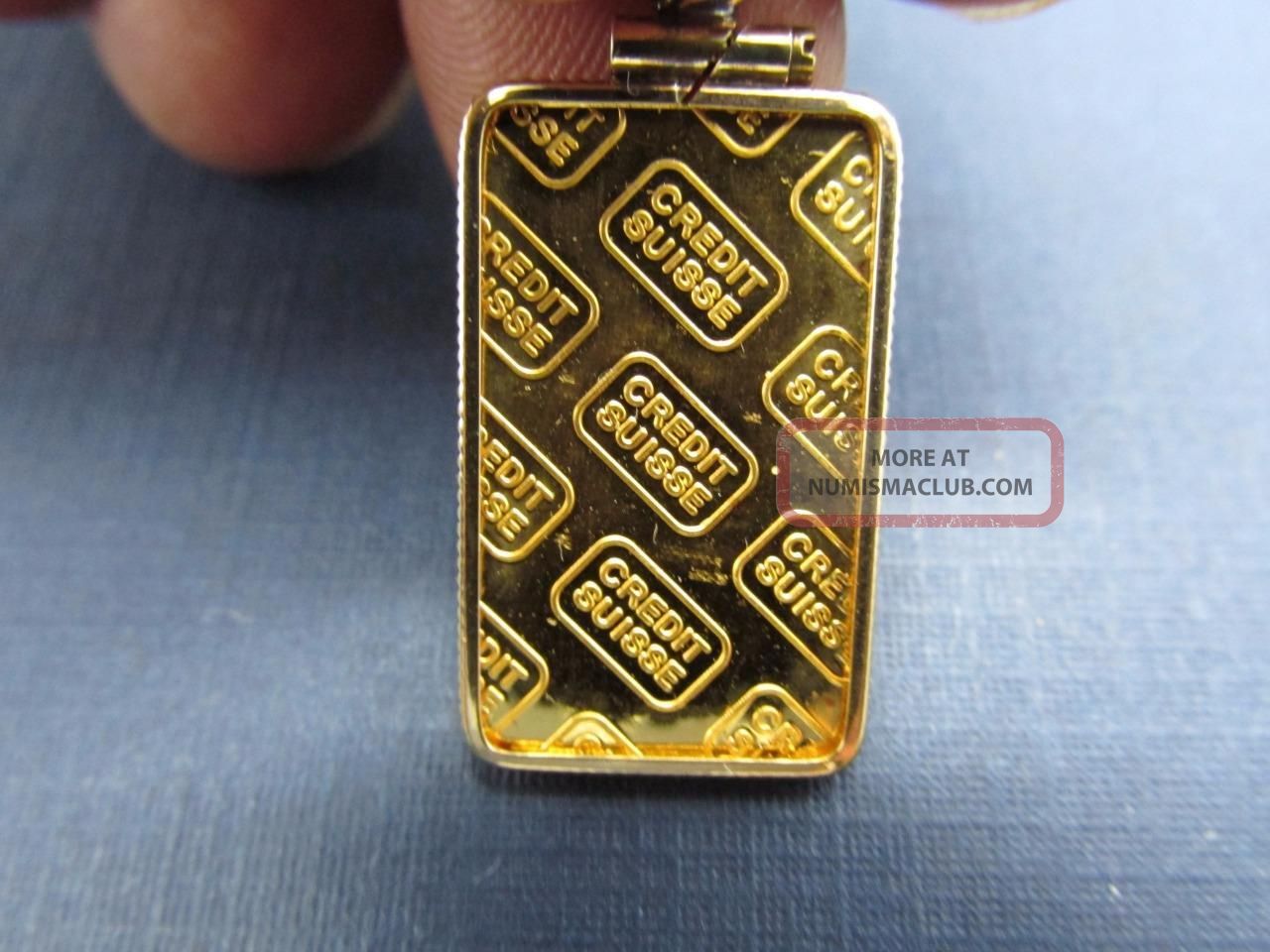 Vintage Credit Suisse Zurich 2 5 Gram 24k Gold Pendant With Assay