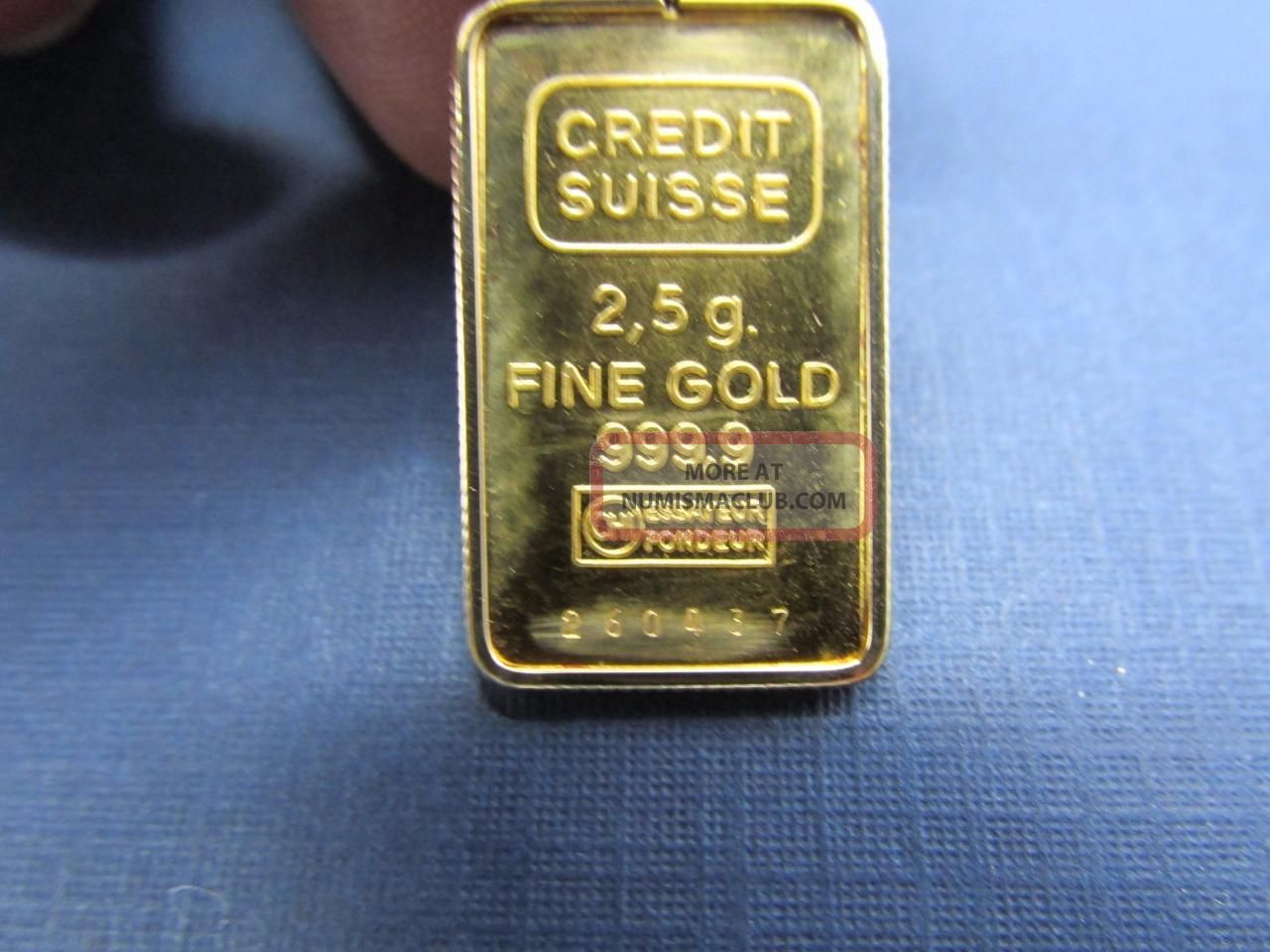 Vintage Credit Suisse Zurich 2 5 Gram 24k Gold Pendant With Assay
