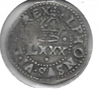 Portugal Nd (1656 - 67) D.  Afonso Vi 80 Reis Silver Coin Toned Vg - Fine photo