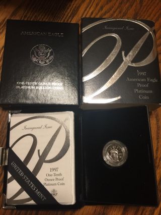 1997 W $10 1/10 Oz Proof Platinum Eagle W/ Us Packaging photo