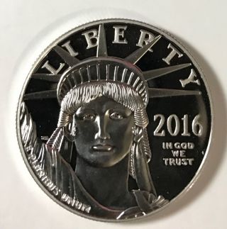 2016 - W 1 Oz Platinum Proof Unc American Eagle / Statue Of Liberty Coin photo