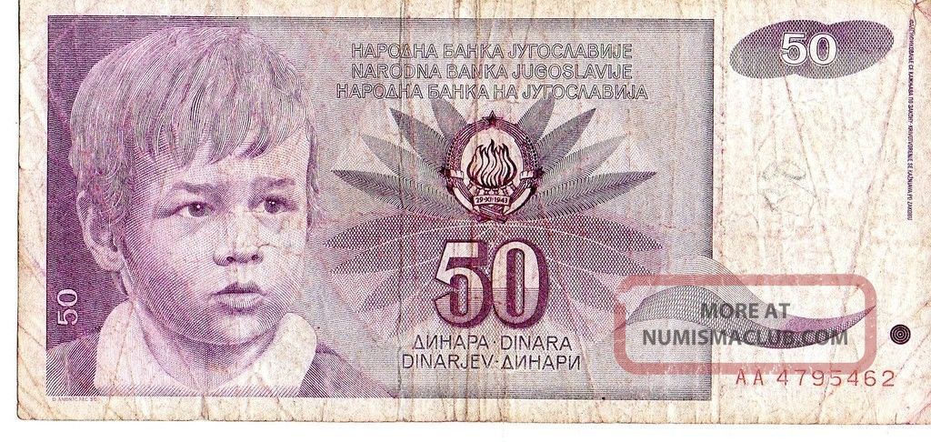 Yugoslavia 1990 50 Dinara Currency Europe photo