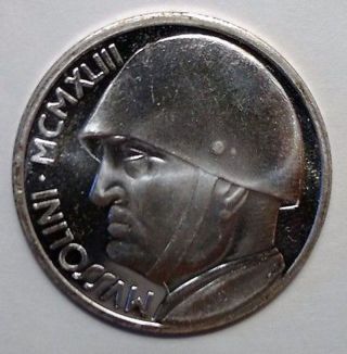 1943 Italy 20 Lire Mussolini Wwii Fantasy Medal Token photo