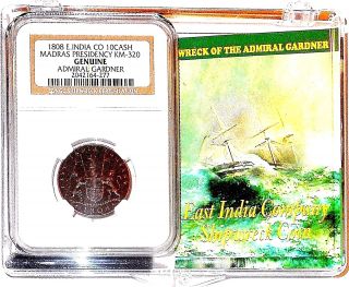 1808 Admiral Gardner Shipwreck Ngc Certif 10 Cash Coin In Clear Box & Story Card photo