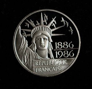 1986 Platinum Monnaie De Paris Statue Of Liberty Proof Coin W/coa & Box,  Wow photo