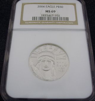 2004 Platinum Eagle Ms69 Ngc $50 1/2 Oz photo