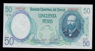 Chile 50 Pesos 1981 B28 Pick 151b Unc -.  Banknote. photo