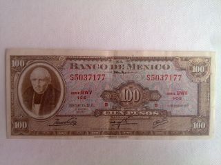 100 Peso Mexico Banknote Hidalgo 1972 Cir.  Abnc photo