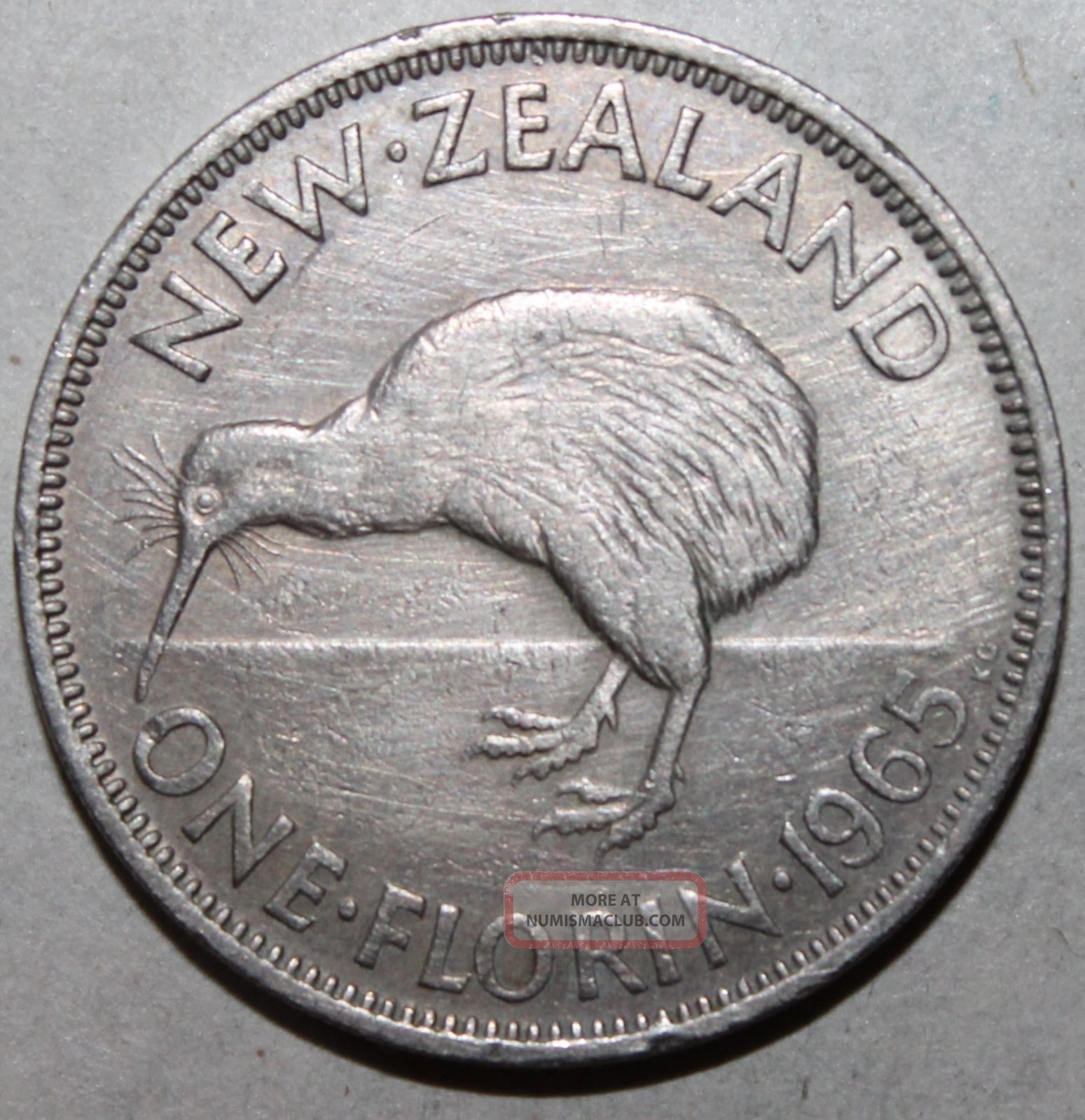 Zealand 1 Florin Coin,  1965 - Km 28 - Queen Elizabeth Ii - Kiwi - One New Zealand photo