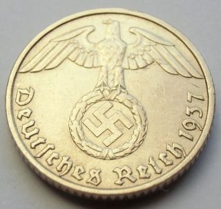 German 3rd Reich 1937 D - 5 Reichspfennig Wwii Coin photo