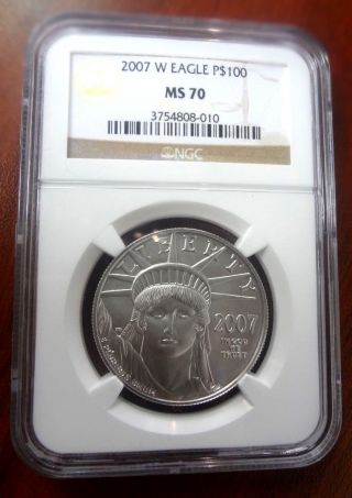 2007 W American Eagle Platinum Coin $100 1 Oz Ngc Ms 70 photo