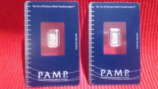 2g Pamp Suisse Platinum Bar Ingot 2x 1 Gram Fortuna Card.  9995 Nr photo