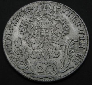 Austria 20 Kreuzer 1770 A Ic - Sk - Silver - Joseph Ii.  - Vf - 1024 photo