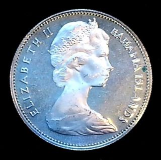 1970 Bahamas $1 Coin (conch Shell), .  800 Silver photo
