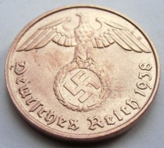 German 3rd Reich 1938 D - 2 Reichspfennig Wwii Coin photo