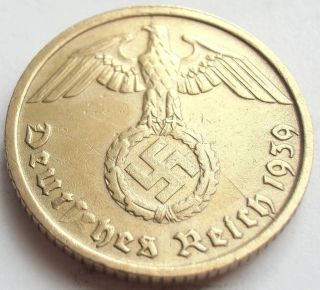 German 3rd Reich 1939 D - 10 Reichspfennig Wwii Coin photo