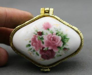 59mm Chinese Colour Porcelain Flos Rosae Rugosae Leaf Fashion Jewel Jewelry Box photo