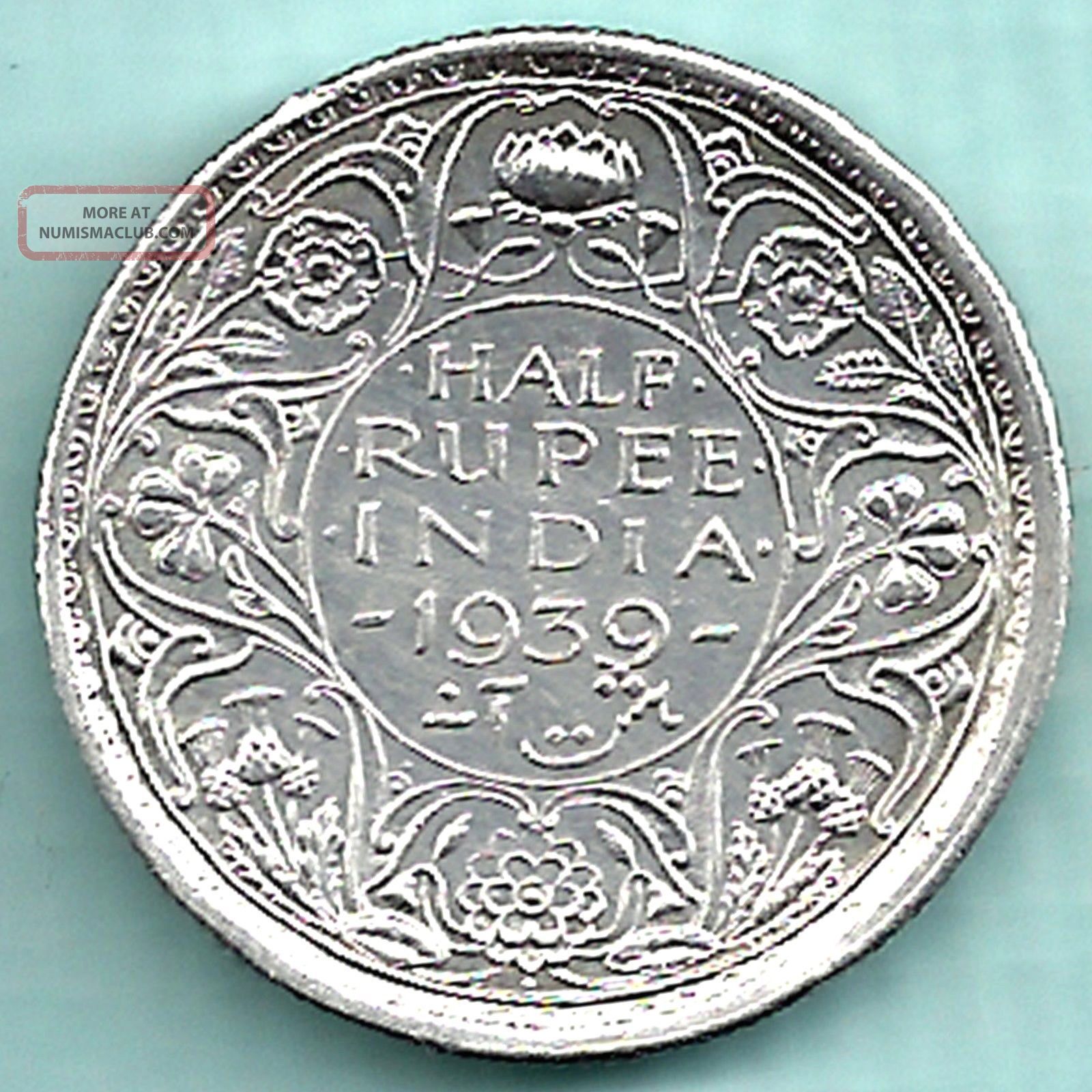 British India 1939 King George Vi Emperor Half Rupee Rarest