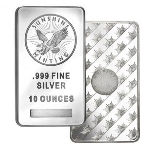 10 Oz Sunshine Silver Bar - Mintmark Security (,) photo