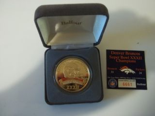 Balfour 1 Troy Oz Silver Bowl Xxxii Champions (broncos) Collector Coin photo