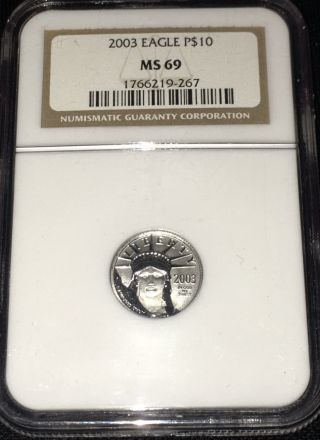 2003 $10 Platinum 1/10th American Eagle Ngc Ms69 photo