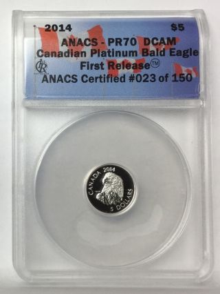 2014 Canada 1/10 Oz Platinum Bald Eagle Proof 70 Dcam Fr Rare Coin photo