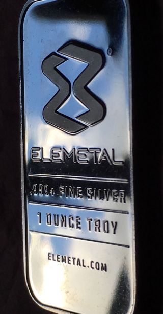 Elemetal Collectible Bar 1 Troy Ounce.  999 Fine Silver 999 Bullion photo