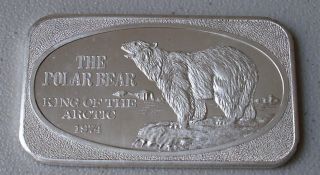 1974 Ussc Polar Bear 1 - Oz.  999 Silver Art Bar photo