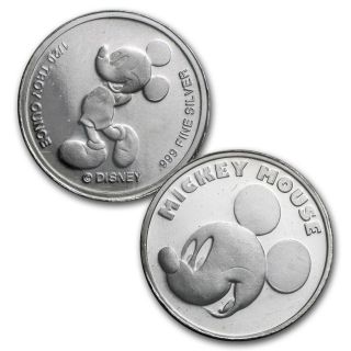 1/20 Troy Ounce Silver Round Mickey Mouse Disney.  999 Fine Silver photo