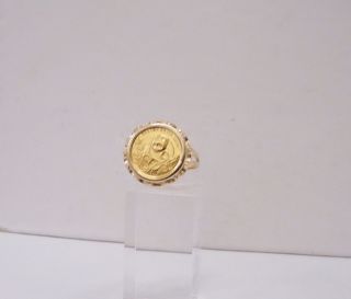 Ladies 1990 1/20 Oz.  999 Gold Panda Coin Ring photo