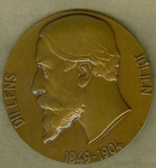 1904 Belgium Medal Issued To Honor Dillens Julien,  By Antoine Vriens photo