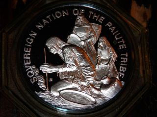 Sovereign Nation Of The Paiute Tribe 1972.  999 Fine Silver Franklin photo