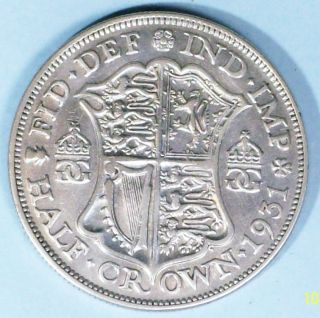 Great Britain Half Crown 1931 Extra Fine 0.  5000 Silver Coin photo