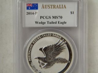 2014 $1 Dollar Pcgs Ms70 Wedge Tailed Eagle John Mercanti photo