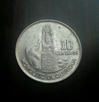 Guatemala 1960 10 Centavos Silver Coin.  Moneda De Plata.  Uncirculated photo