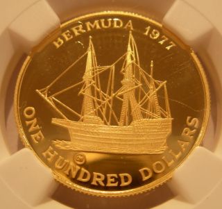 Bermuda 1977 Chi Gold $100 Ngc Pf - 67uc Queen ' S Silver Jubilee photo