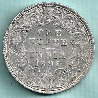 British India - 1892 - Victoria Empress - One Rupee - Rare Coin photo