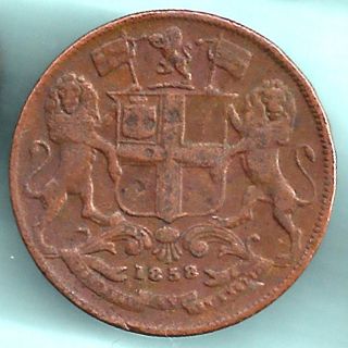 East India Company - 1858 - One Quarter Anna - Rarest Date Coin photo