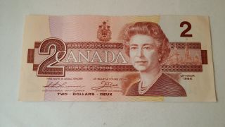 1986 - Canadian $2 Bill - Two Dollar From Canada Unc photo