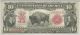 Series Of 1901 Large $10 Bison United States Red Seal Note Pmg 25 Very Fine 610 Large Size Notes photo 1