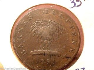 1795 Bakers Half Penny Copper 