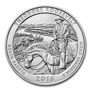 2016 Theodore Roosevelt 5 Oz.  999 Fine Silver America The (atb) Coin photo