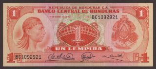 Honduras Banknote 1 Lempira 11.  3.  1974 About Uncirculated, photo