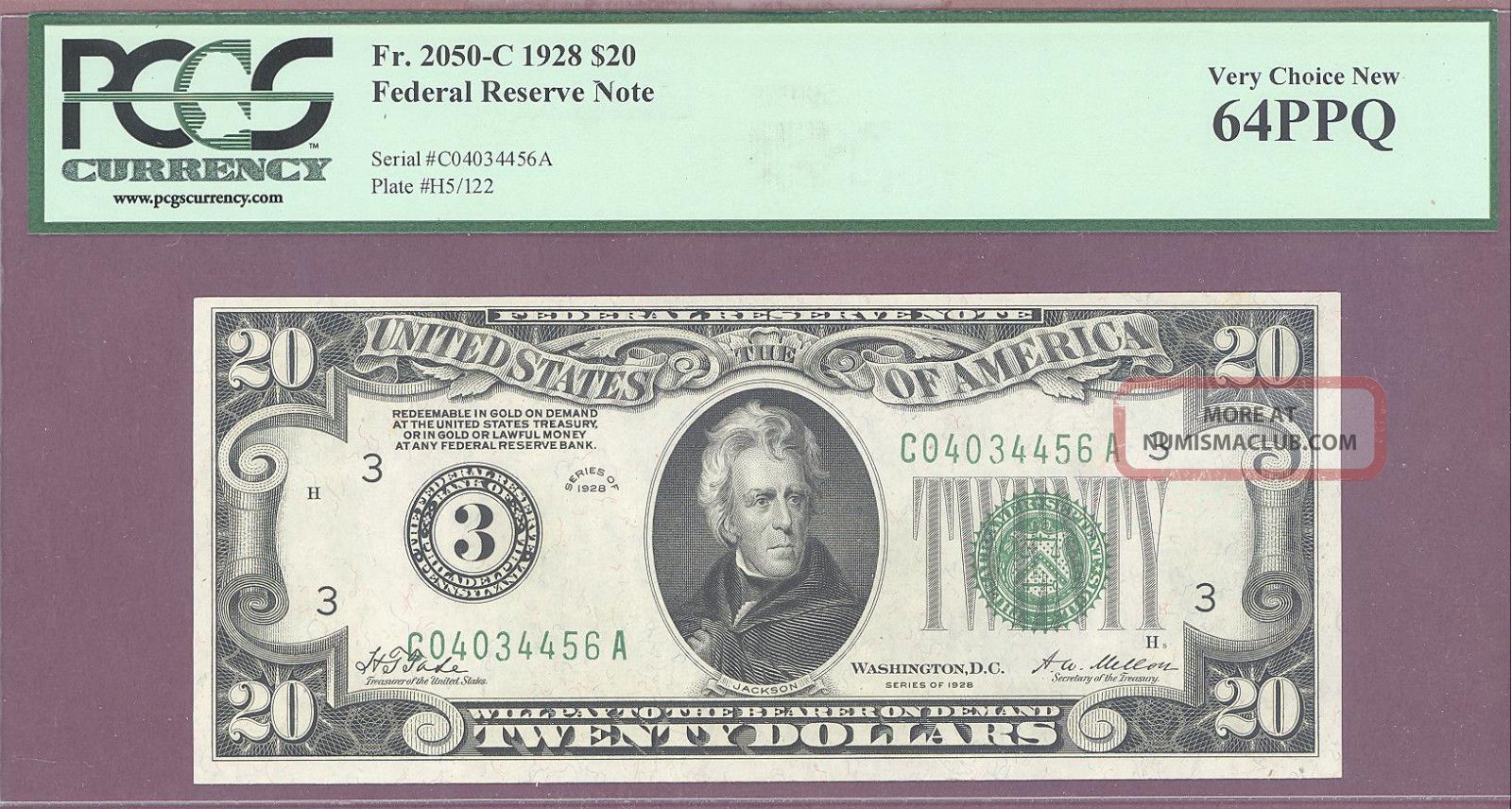 3 1928 $20 Frn Philadelphia Pa Pcgs 64 Ppq Vc F 2050 - C Tate - Mellon Small Size Notes photo