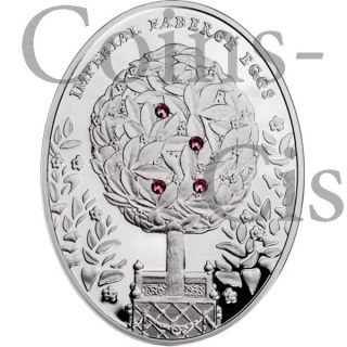 Niue 2012 2$ Bay Tree Egg Imperial Faberge Eggs 56,  56g Proof Silver Coin photo