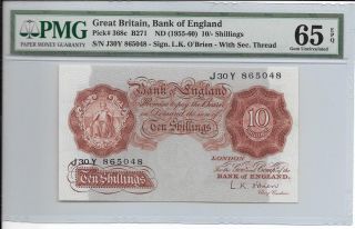 Great Britain,  Bank Of England - 10 Shillings,  Nd (1955 - 60).  Pmg 65epq. photo