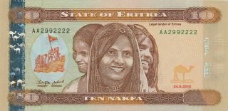Bank Of Eritrea Eritrea 10 Nakfa 2012 Gem Unc photo