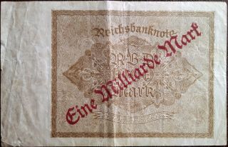 Germany Papiermark - 1000 Mark - Overprint 1 Eine Milliard - Year 1922 - Jörg Herz photo