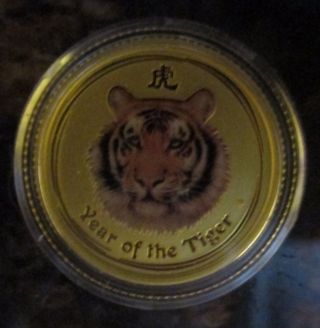 2010 Perth 1/10 Oz Gold Tiger (enameled).  9999 Fine (24k) Very Limited photo