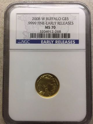 2008 W $5 Buffalo Ngc Ms 70 Early Release photo